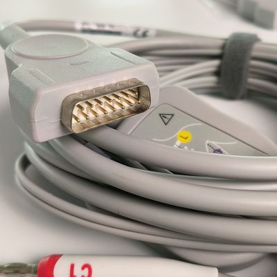 Электрокардиограмма Интегрированный 12 свинцовый провод с 15 булавками Европейский стандарт IEC Банановый голова 4.0