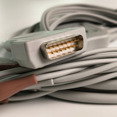 Электрокардиограмма Интегрированная 12 свинцовой проволокой 15 штифтом Банановая голова 4.0 грудная панель 3.2M