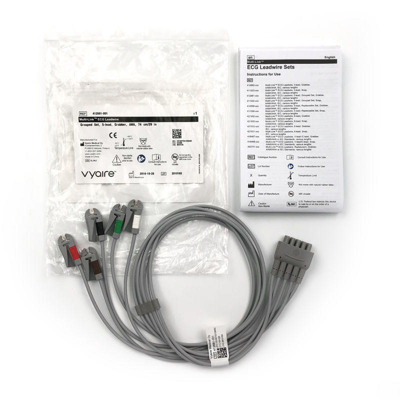 GE Ref:412681-001 Многосвязные ЭКГ Leadwire Группный набор,5 -Lead,Grabber,AHA 74 CM /29 IN