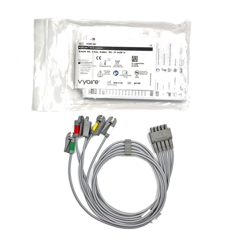 GE Ref:412681-003 Группа проволочных проводов для многосвязных ЭКГ,5 - Lead,Grabber,IEC 74 CM /29 IN